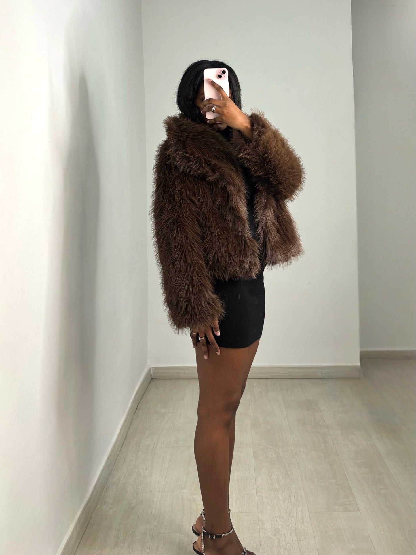 Abrigo efecto pelo 2 colores