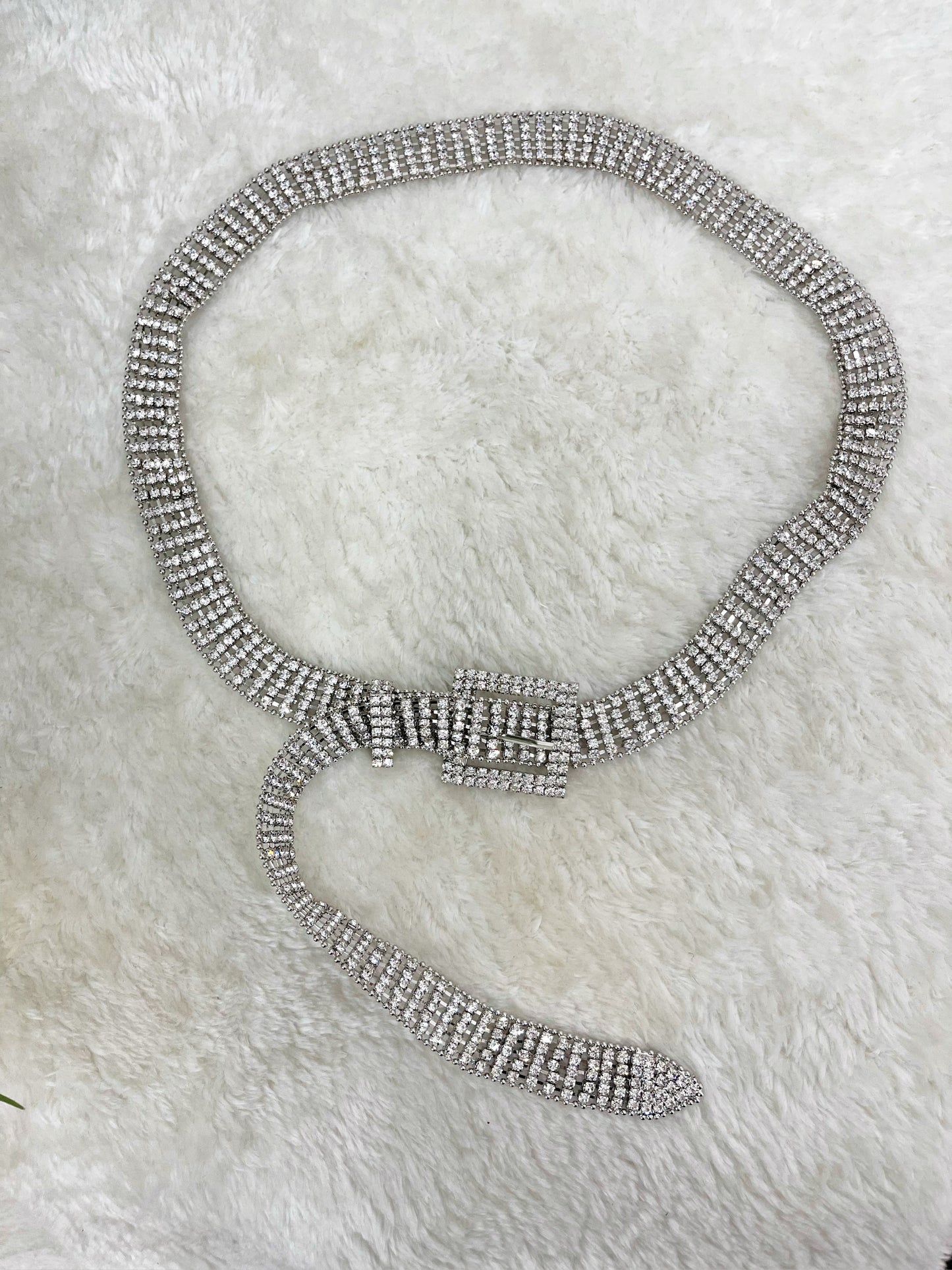 Cinturón strass plata