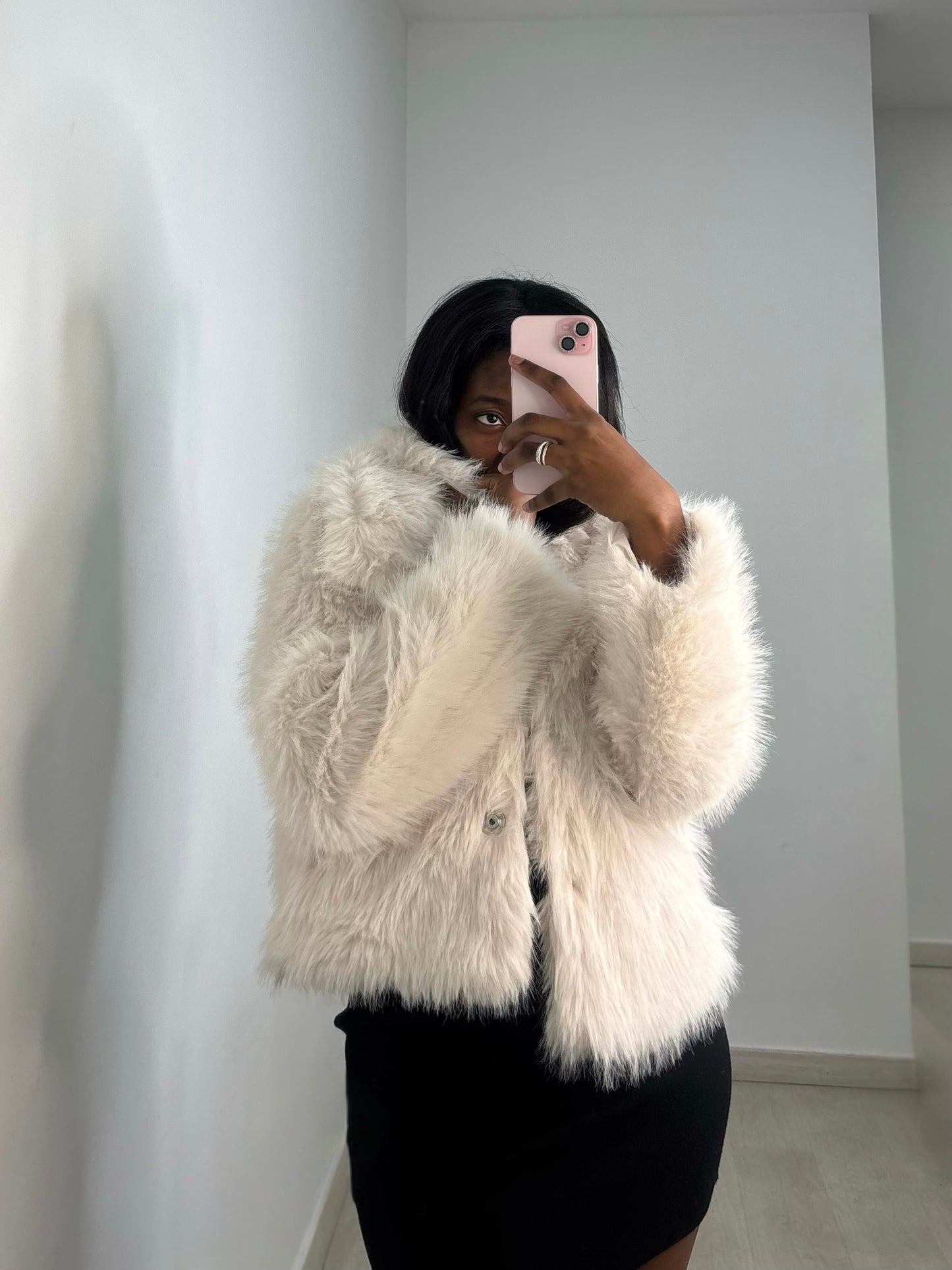 Abrigo efecto pelo 2 colores