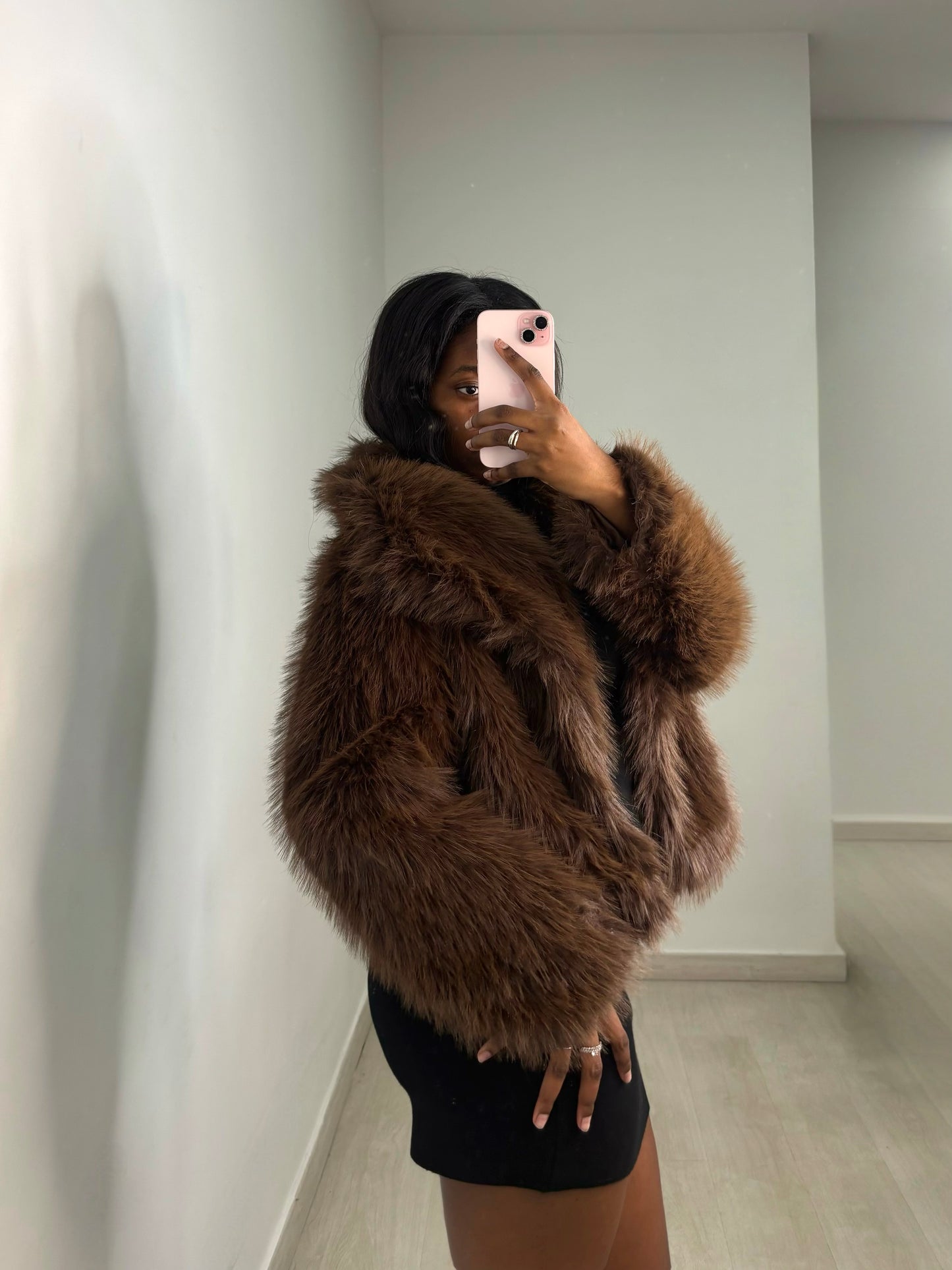 Abrigo efecto pelo 2 colores