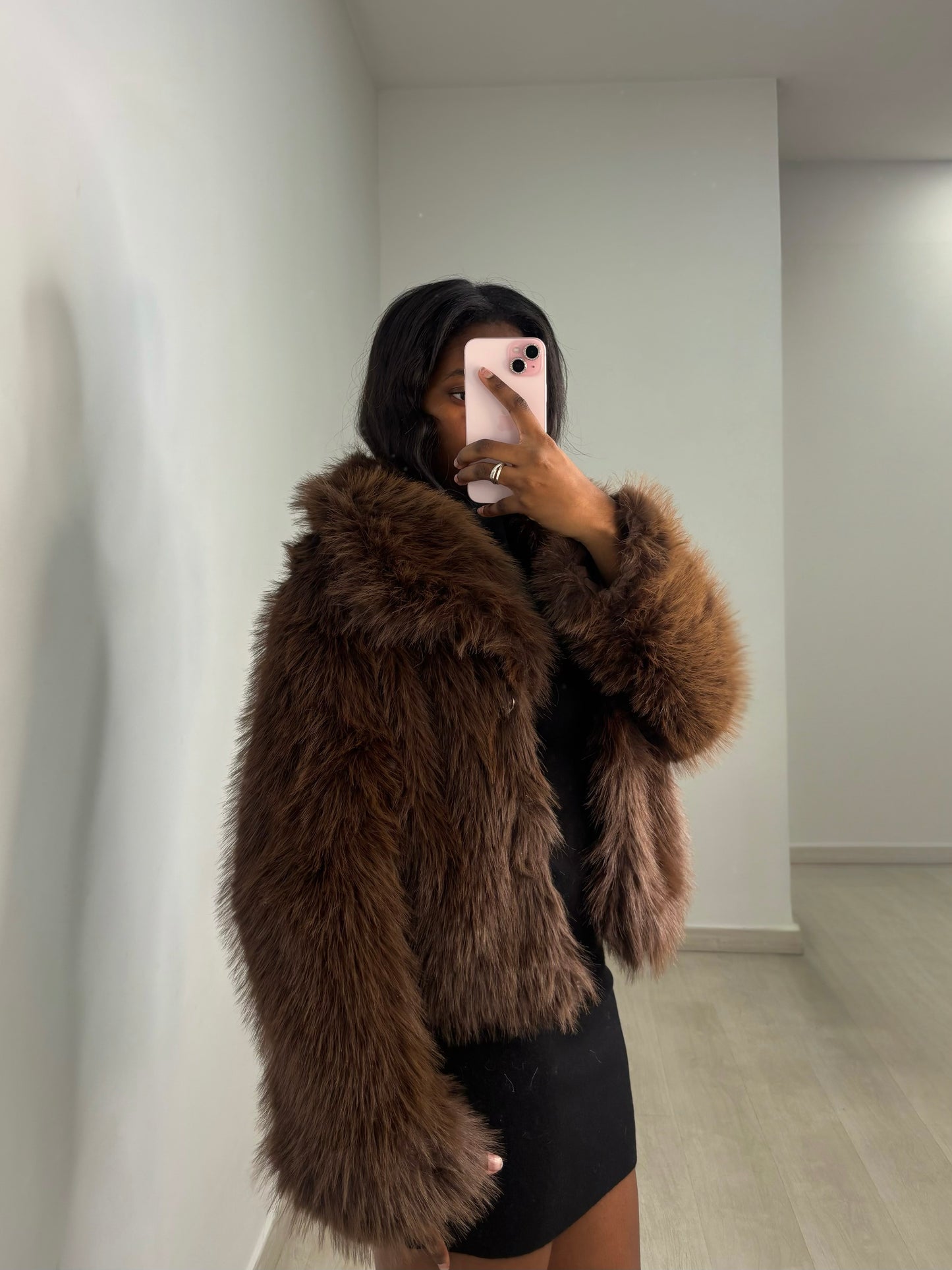 Abrigo efecto pelo 2 colores