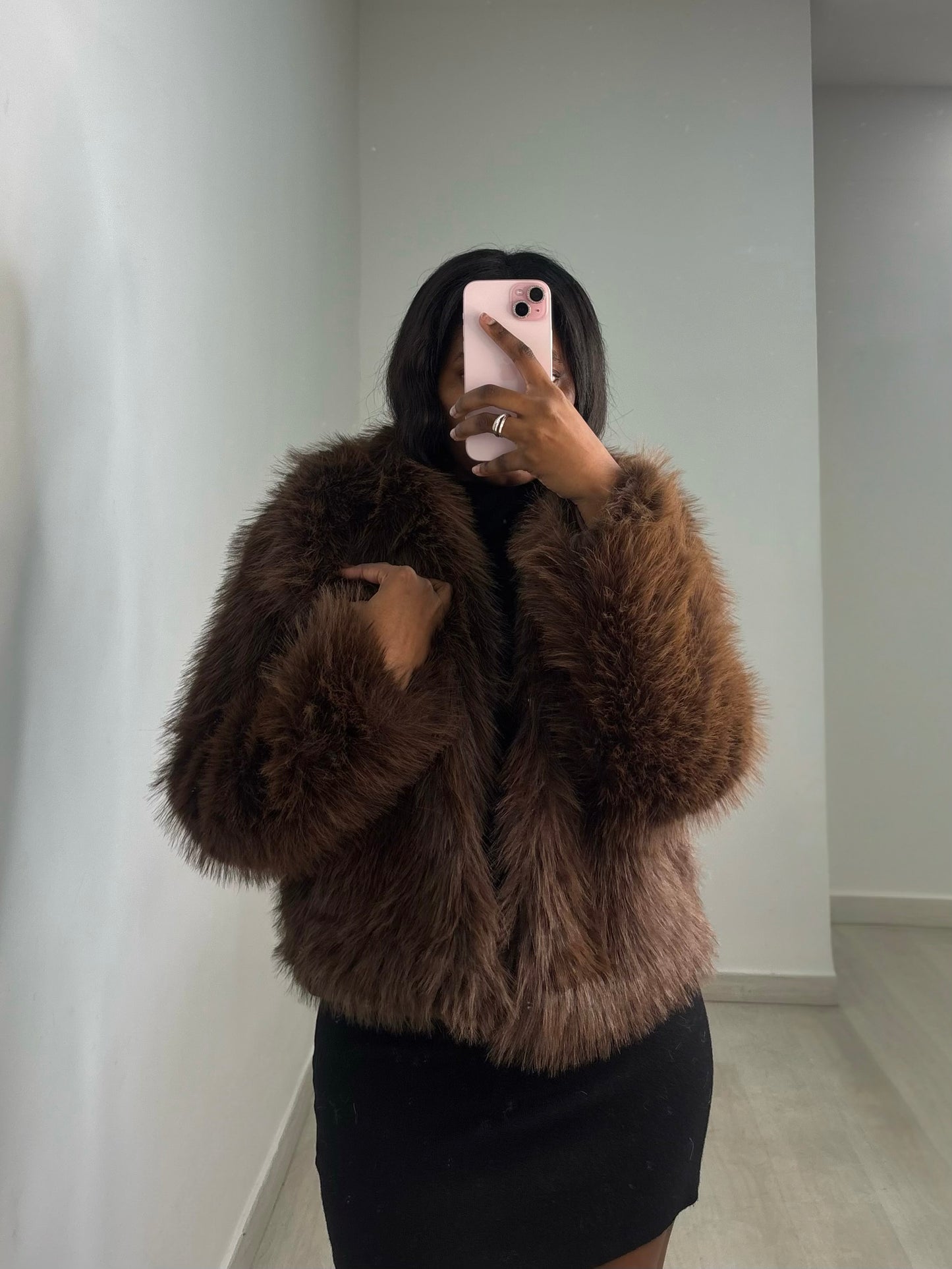 Abrigo efecto pelo 2 colores