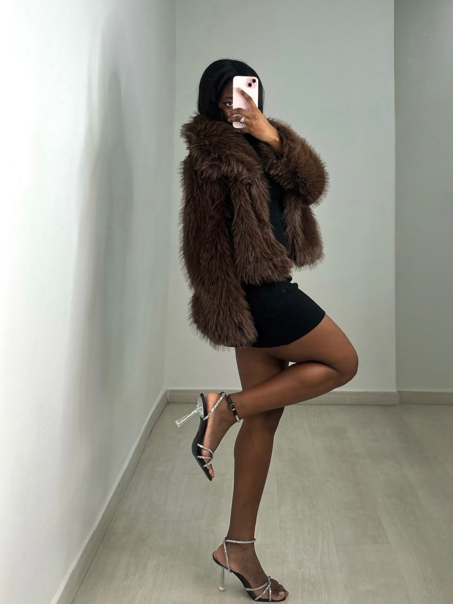 Abrigo efecto pelo 2 colores