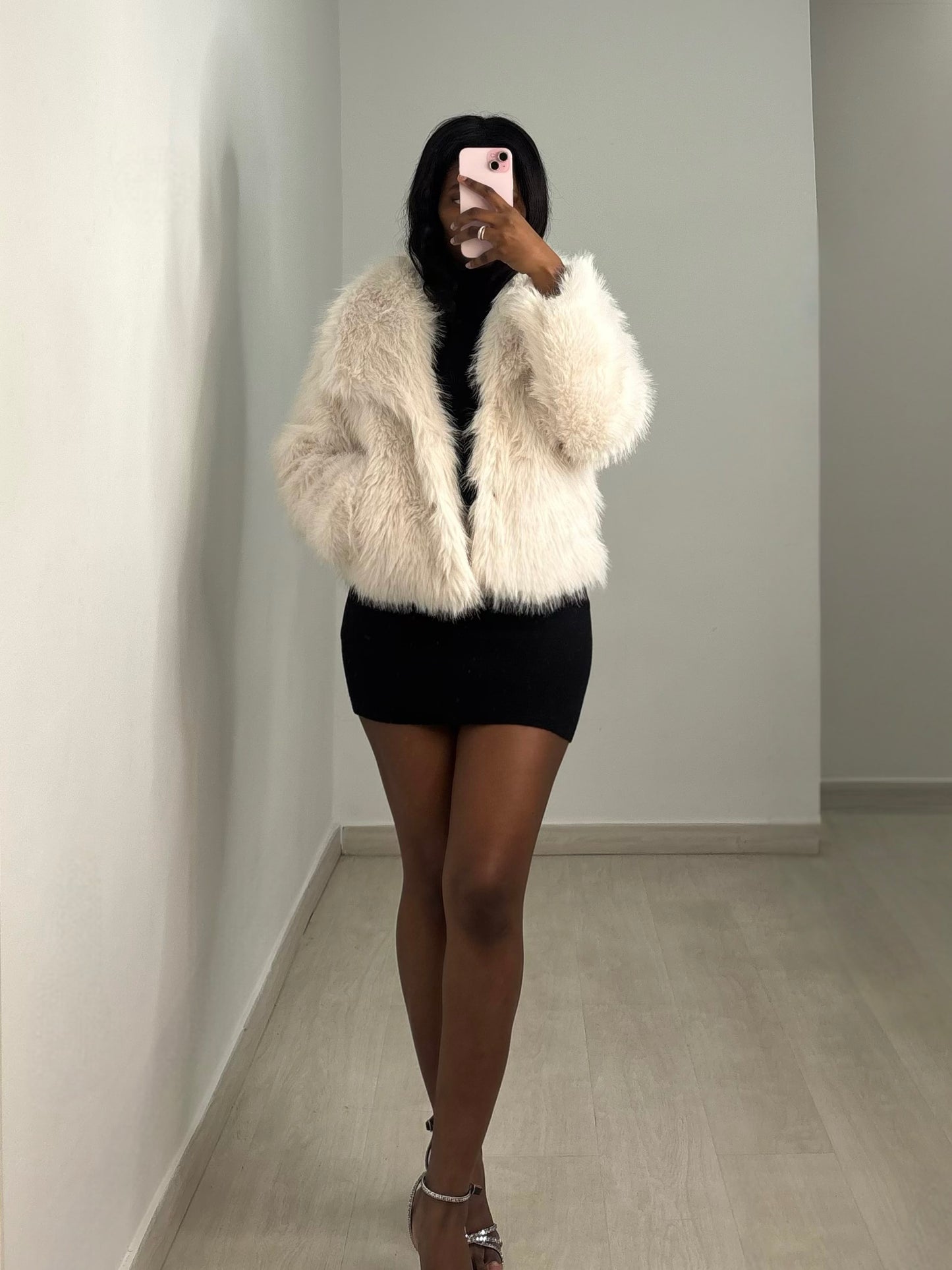 Abrigo efecto pelo 2 colores