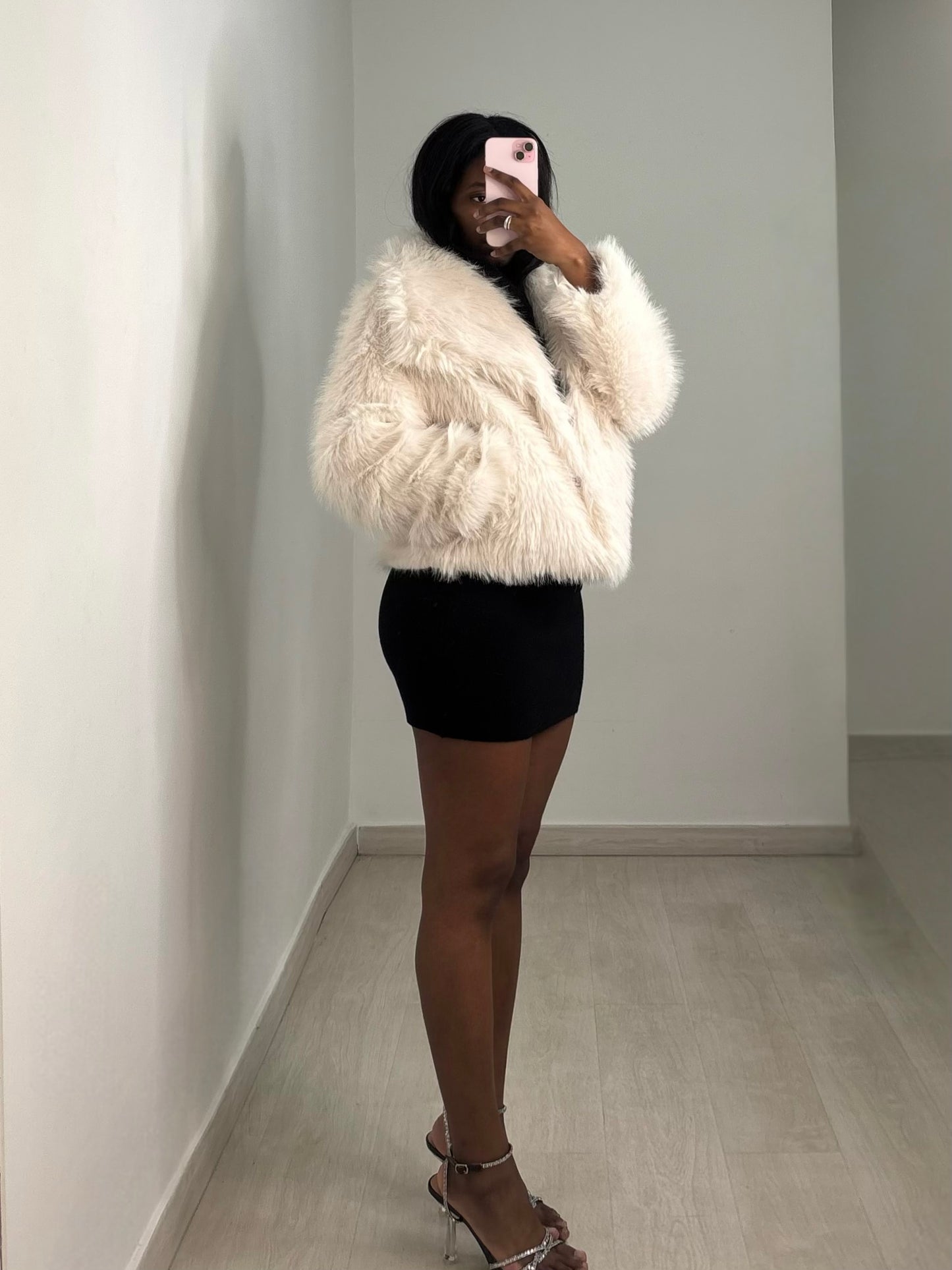 Abrigo efecto pelo 2 colores