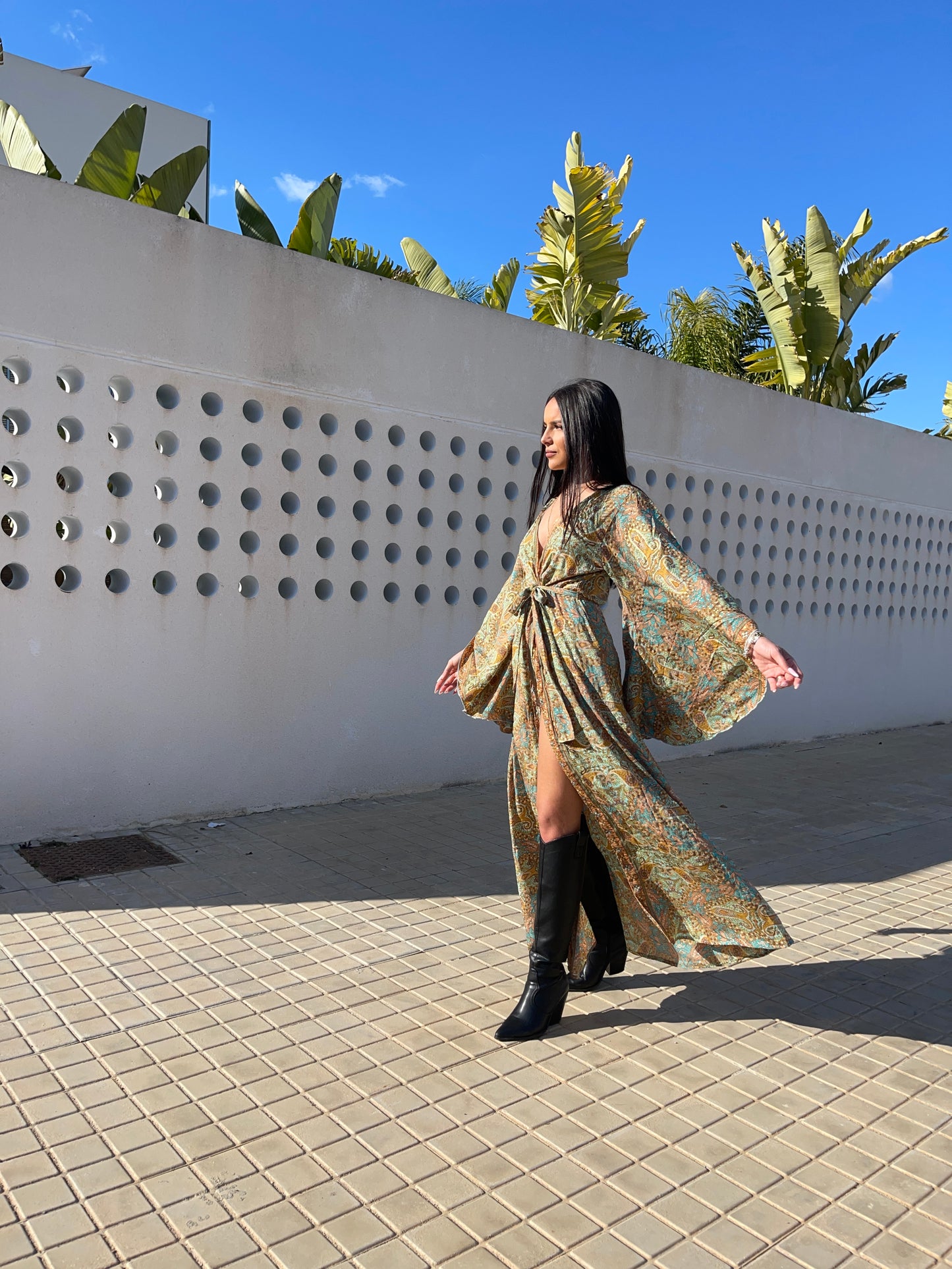 Kimono Bohemian manga campana